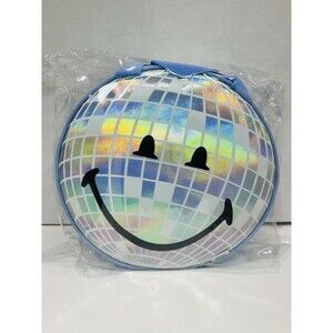 Yoobi Smiley Face Disco Ball Lunch Box Holographic Shiny Lunch Snack Tote Bag